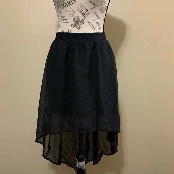 NWOT Forever 21 High Low Chiffon Black Skirt Size Large - Picture 3 of 8